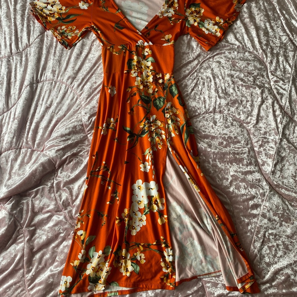 Floral Orange Maxi Dress